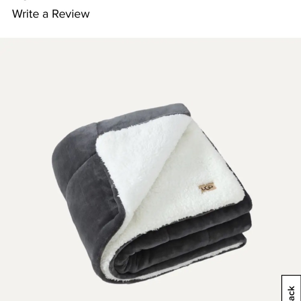 UGG Charcoal and Cream Plush Throw Blanket